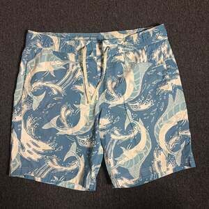 Vintage Y2k Ll Bean Ocean Blue Abstract Surf Board Swim Shorts Men's Medium